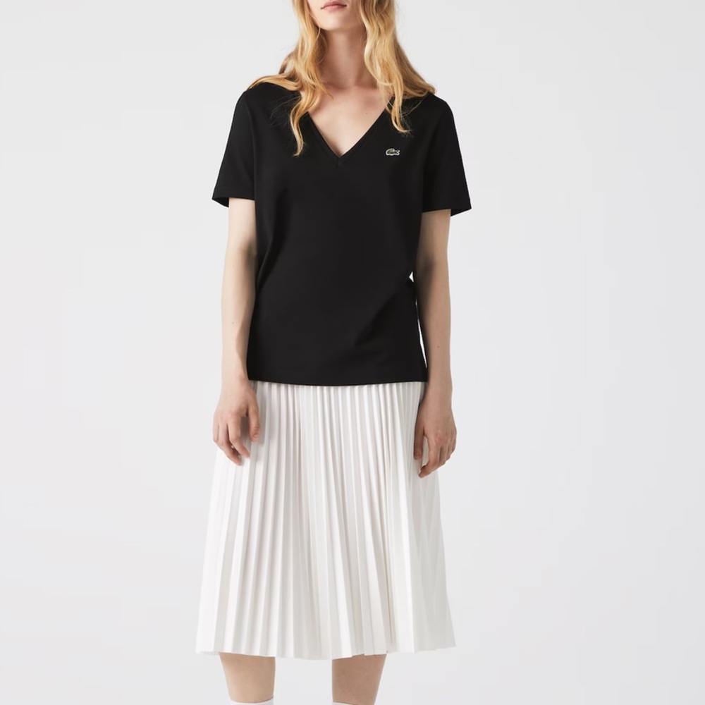 Lacoste Black V-Neck Women's Top